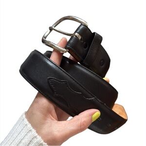 Leegin Luxury Black Leather Men's Belt with Cowboy Yolk